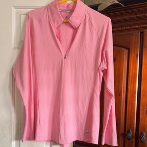 Adidas Women’sLight Pink Long Sleeve Golf Tee